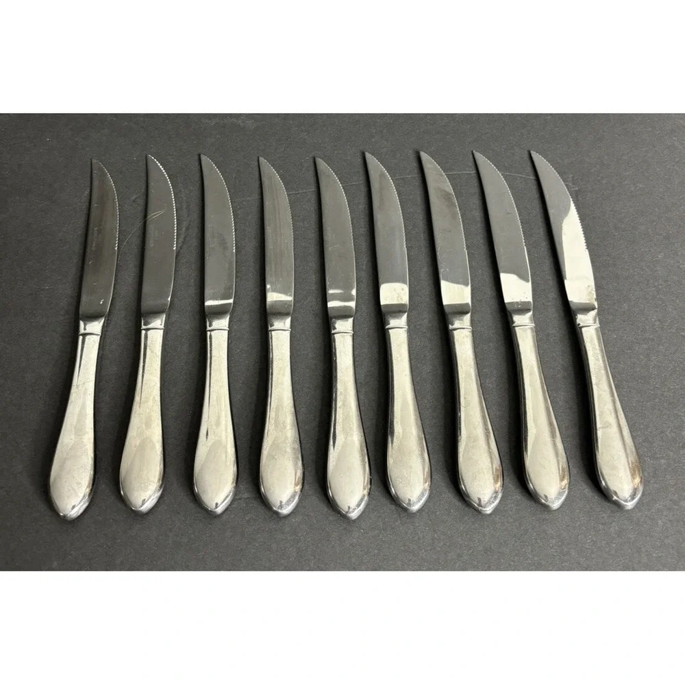 9 Wallace Bentley Steak Knives Hollow Handle Stainless Flatware 9